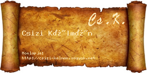 Csizi Kálmán névjegykártya
